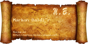 Markon Balár névjegykártya